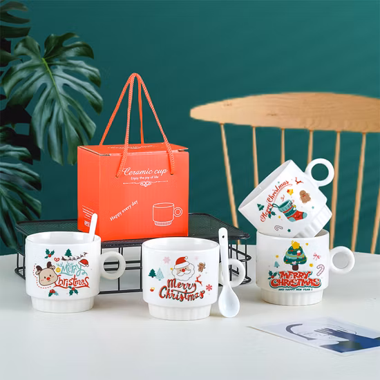 Tazza in ceramica creativa con cartoni animati, tazza regalo di Natale