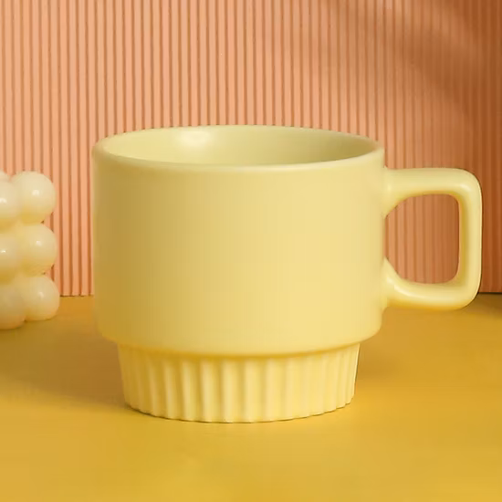 Tazza in ceramica color crema, tazza da caffè impilabile, tazza per acqua, logo personalizzabile