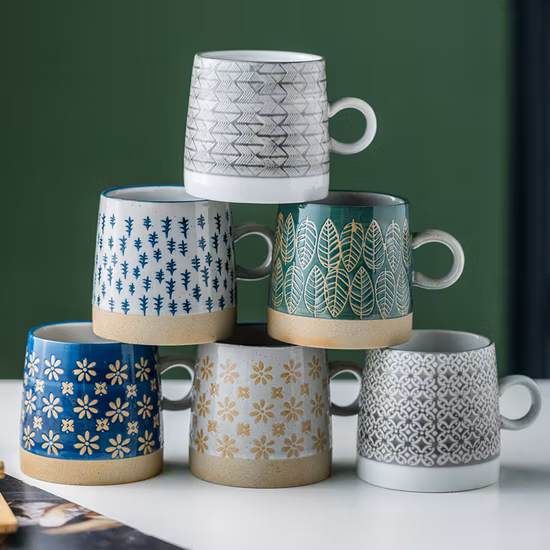 Tazze da caffè da viaggio a forma di scatola in ceramica 3D in vendita